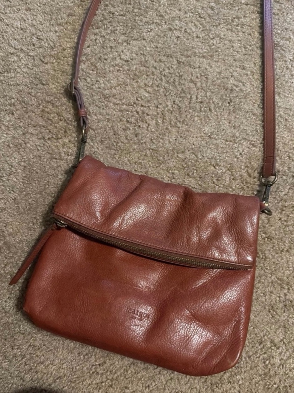 Margot brown leather crossbody purse